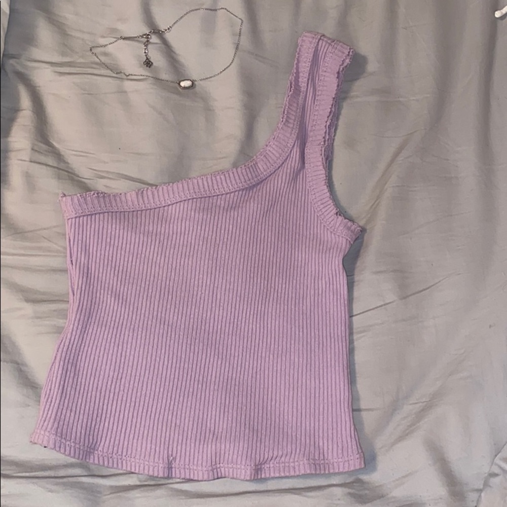 lavender one shoulder crop